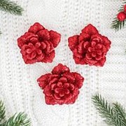 Украшение ёлочное “Бутон розы“ (набор 3 шт) 7,5*7,5 см красный микс фотография