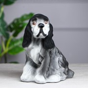 Копилка “Собака Спаниель“, флок, серый, 24 см фотография