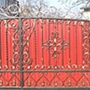 Распашные ворота из профлиста с элементами ковки, Броварской район