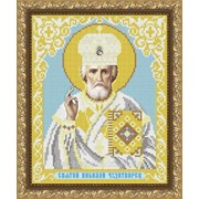 Рисунок на ткани для вышивания бисером “Святой Николай Чудотворец в белом одеянии VIA4203 фотография