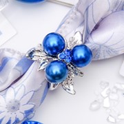 Кольцо для платка 'Черничка', цвет синий в серебре фото
