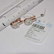 Серьги серебряные позолоченные с фианитами Арт СК3Ф/376, вес 5,00 гр, фото