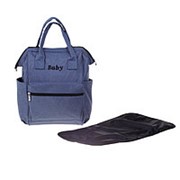 Сумка-рюкзак для хранения вещей малыша, с ковриком для пеленания, цвет синий фотография