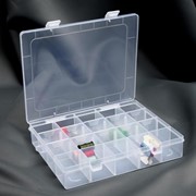 Органайзер для рукоделия, со съёмными ячейками, 20 отделений, 22,5 x 18 x 4 см, цвет прозрачный фото