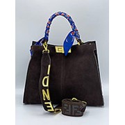 Женская сумка FENDI замша коричневая фото