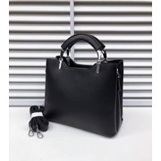 Женская сумка жесткая с полукруглыми ручками 20 х 25 см черная фото