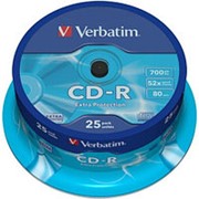 Компакт диск CD-R 700мБ Verbatim Datalife в тубе 25шт. фото