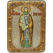 Икона аналойная Святой равноапостольный Кирилл Философ на мореном дубе фото