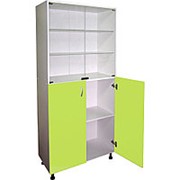 Двухстворчатый медицинский шкаф 2 полки стекло + стеклянная дверца фото