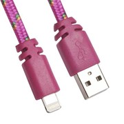 USB кабель «LP» для Apple Lightning 8 pin плоская оплетка (темно-розовый/европакет) фотография