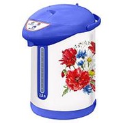 Чайник-термос электрический ВАСИЛИСА ТП7-820 “Полевые цветы“ белый с голубым фото