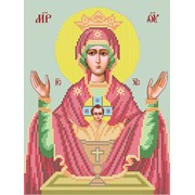Икона ручной работы Пресвятая Богородица "Неупиваемая чаша" вышитая бисером