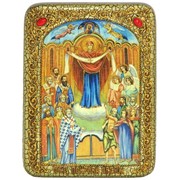 Подарочная икона Образ Божией Матери Покров на мореном дубе фото