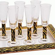 Набор «Зебра»: 6 бокалов для шампанского, поднос фото