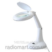 Лупа-лампа LED посветка настольная, круглая, 3Х+12Х, диам-110мм, белая
