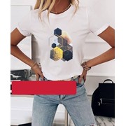 Женская футболка с геометрическими узорами 42-50 р. белая
