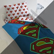 Постельное бельё 1.5сп Neon Лого «Супермен» 143х215, 150х214, 70х70-1шт, поплин 105г/м хл100% фото