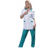 Медицинская одежда Костюм белый с зеленым фото