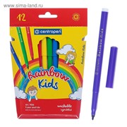 Фломастеры 12 цветов, Centropen 7550/12 Rainbow Kids, картонная упаковка, европодвес