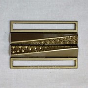 Пряжка 5 см металлическая из двух деталей светлая бронза фото