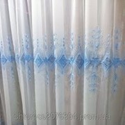 Ткань для тюли шифон с голубой вышивкой 41(б) фото