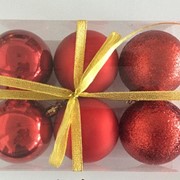 Набор елочных шаров “Шелк, бархат, люрекс“, 6 шт, 8 см, красные, (MILAND) фото