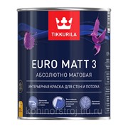 Краска Tikkurila Euro Matt 3 База С (0,9 л) интерьерная краска для стен и потолка фотография