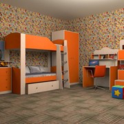 Детская комната Астра 2 дуб молочный/оранж
