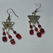 Сережки из красного коралла 46308195 фото