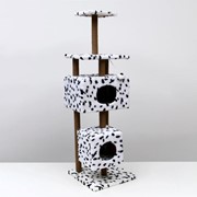 Домик-когтеточка “Квадратный с площадкой и полкой“ для кошек, 65х51х173 см, джут, далматинец фото