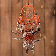 Ловец снов “Пять оранжевых колец“ 15 см фотография