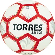 Мяч футбольный TORRES BM 300 арт.F320745, р.5, 28 пан.,гл.TPU,2подкл. слой, маш. сш., бело-серебр-крас. фото