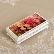 Шкатулка - купюрница «Пионы», белая, 8,5×17 см, лаковая миниатюра фото