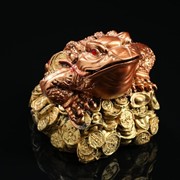 Копилка “Жаба феншуй“, глянец, бронзовый цвет, 16 см фотография