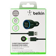 Автомобильное зарядное устройство на 2 USB-порта + кабель micro USB Belkin