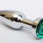 Удлинённая серебристая пробка с зеленым кристаллом - 11,2 см. 4sexdreaM 47437-6 фотография