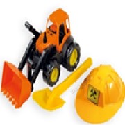 Автотранспортная игрушка Трактор с каской и лопатой фотография