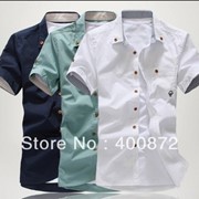 Одежда детская Best selling 2013 100% cotton Shirts Men Shirts Casual Shirts short sleeve solid color formal slim dress shirts freeshipping, код 734925482 фото