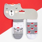 Набор новогодних носоков Крошка Я 'Мишка', 2 пары, 8-10 см фото