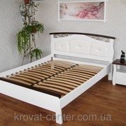 Белая кровать с мягким изголовьем Констанция (190\200*160\180) массив - сосна, ольха, дуб. фото