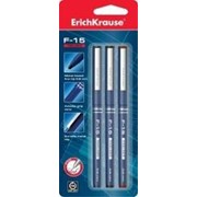 Ручки и стержни ErichKrause Ручка капиллярная F-15 0,6мм, набор 3 шт (синяя, чёрная, красная) фотография