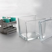 Емкость стеклянная для окраски микропрепаратов на предметных стеклах 95х105х75 мм (20) фото
