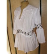 Белая блузка - туника с украинской вышивкой фото