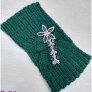 Повязка-обруч для волос с украшением зеленый фото