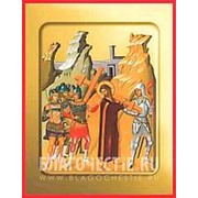 Храм Покрова Богородицы Несение креста, икона на сусальном золоте (гладкий МДФ 6 мм без ковчега) Высота иконы 10 см фото