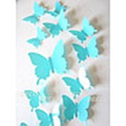 Наклейки на стену Бабочки голубой 3D фото