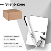Набор подарочный SILENT-ZONE: бизнес-блокнот, ручка, наушники, коробка, стружка, бело-черный фото