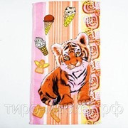 Полотенце вафельное 35*60 Летний тигр персиковый фотография