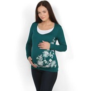 Блуза Ким т.зеленая для беременных и кормящих фото