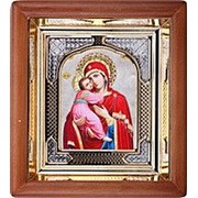 Икона аналойная Владимирская Божья матерь, риза, 17х19 фото